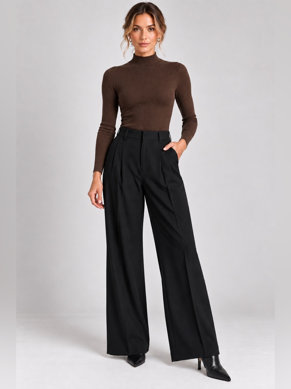 GAP 365 High Rise Trousers Women's 6 Black Wide Leg Pleated Dress Pants Career